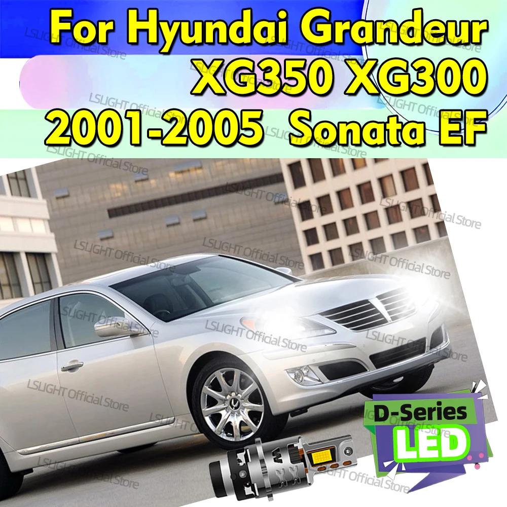 

2x автомобильные светодиодные лампы для фар 30000LM D2S D2R 6000K 12V для Hyundai Sonata EF 2001-2004 Grandeur XG350 XG300 2001-2005 2002 2003