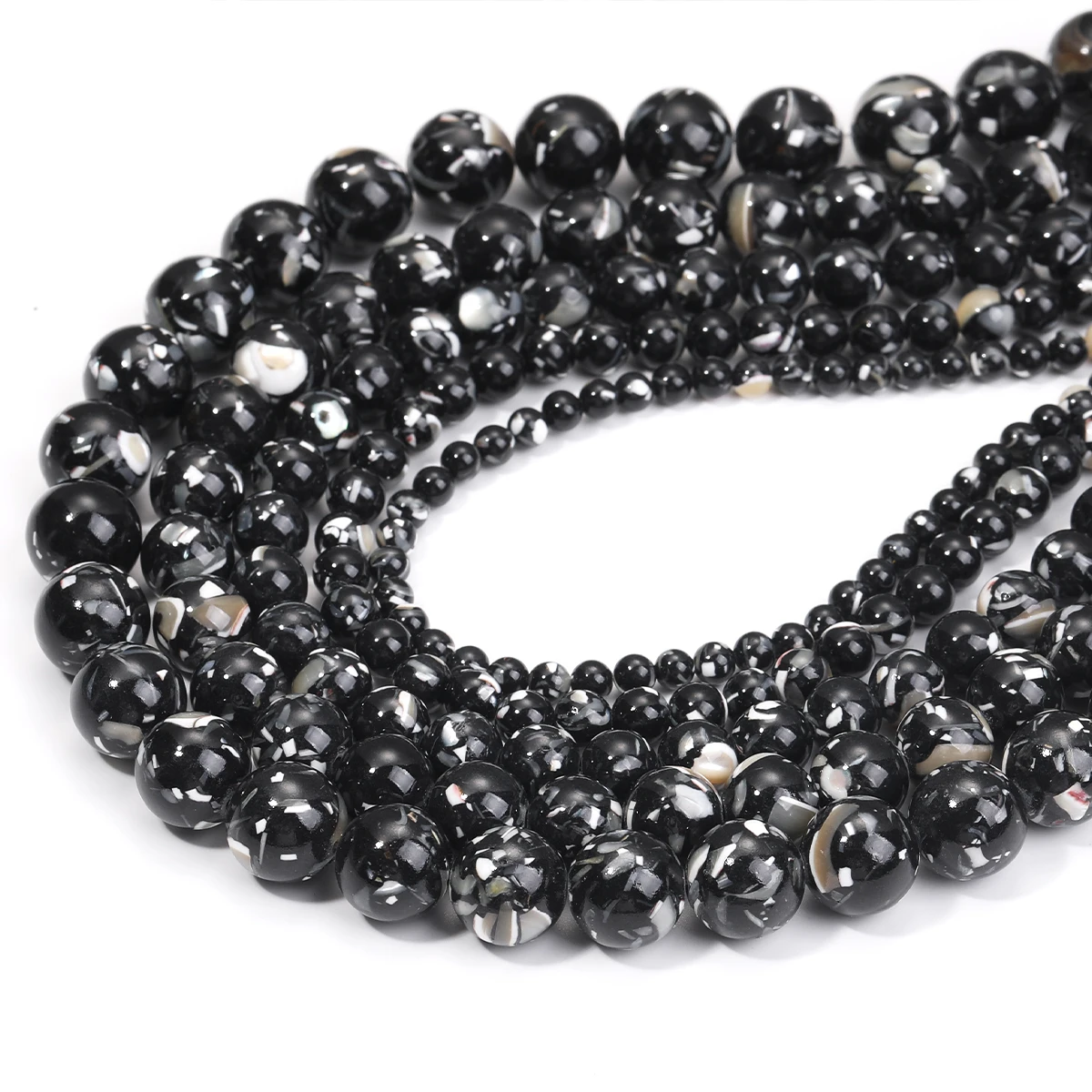 

Hot Sale Synthetic Black Shell Turquoise Beads Round Loose Beads For Jewelry Making Handmade DIY Bracelets Accessories