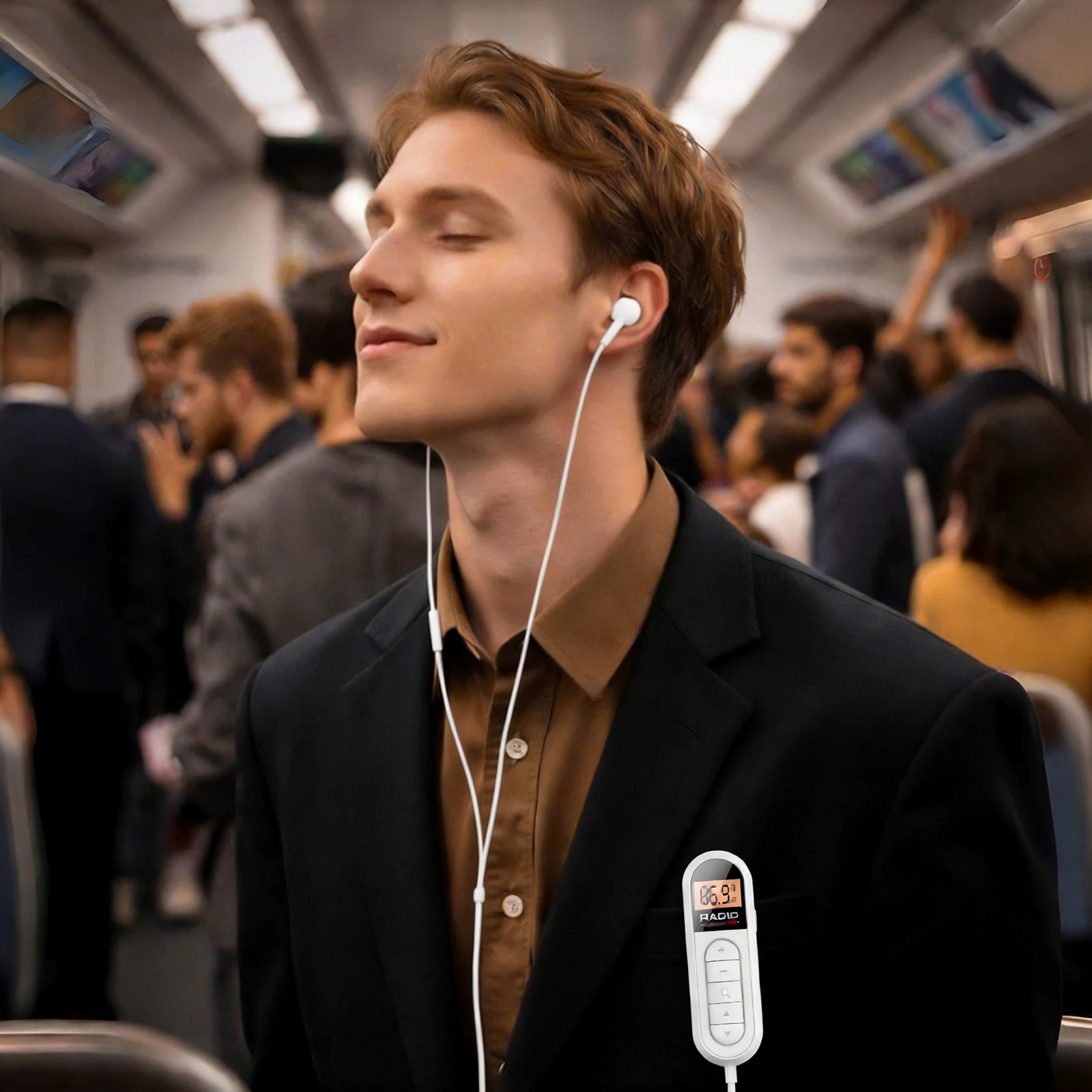 Mini Clip FM Radio Pocket Rechargeable Stereo Radio with LCD Display Wired 3.5mm Headphones For Meetings Tours Running