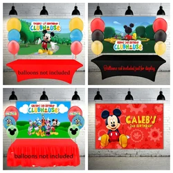 Disney Boys Kids Cartoon Custom Red Mickey Minnie Mouse Clubhouse Backdrop Birthday Party Photography Background Supplies Banner