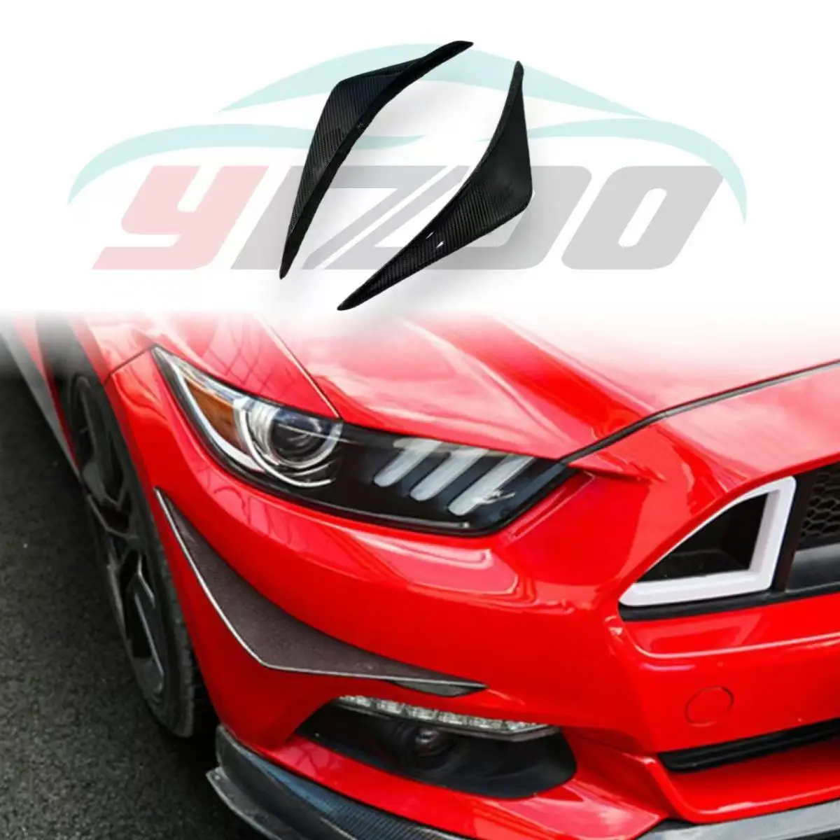 

Carbon Fiber FRP Front Bumper Splitters Side Shark Fins Canards for Ford Mustang 2015-2020