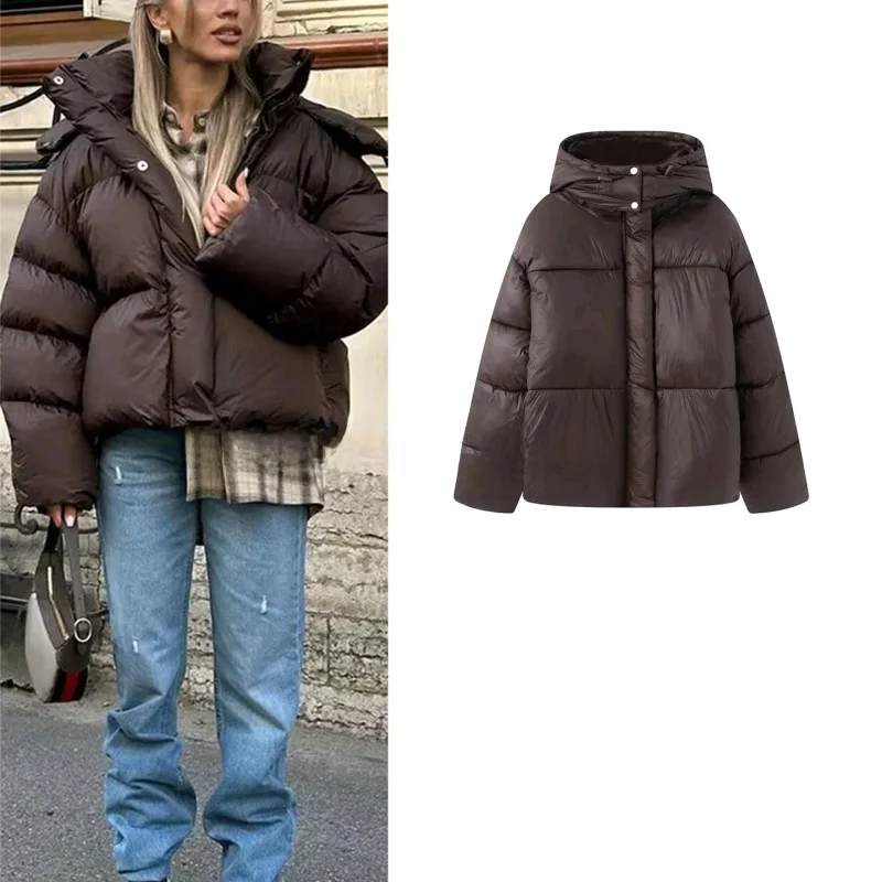 

Winter New Arrival Women's Thiened Long Sve Zipper Stand Collar Hooded Cotton Jaet Coat Warm Sli Commute Friendly