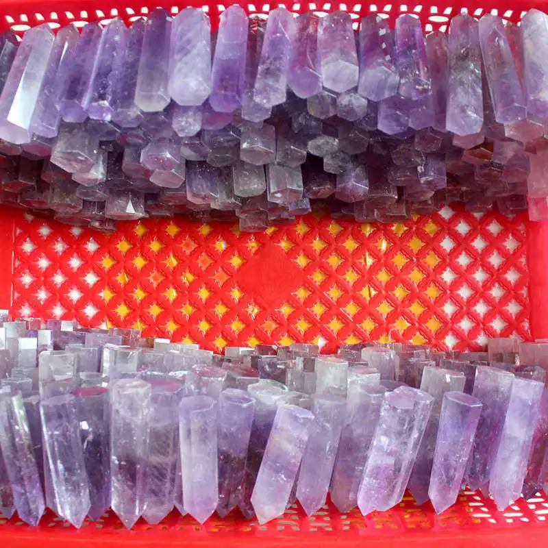 40-50mm Natural Crystal Point Obelisk Hexagonal Wand Brazilian Amethyst Quartz Healing Stone Energy Ore Crafts Home Decoration