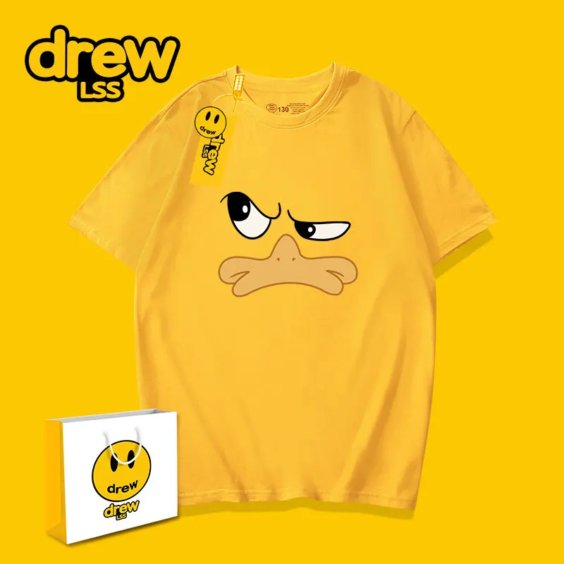 Creative Duck Pure Cotton Printed Parent-child Outfit Children's T-shirt Summer New Loose Casual Korean Version Stylish T-shirt