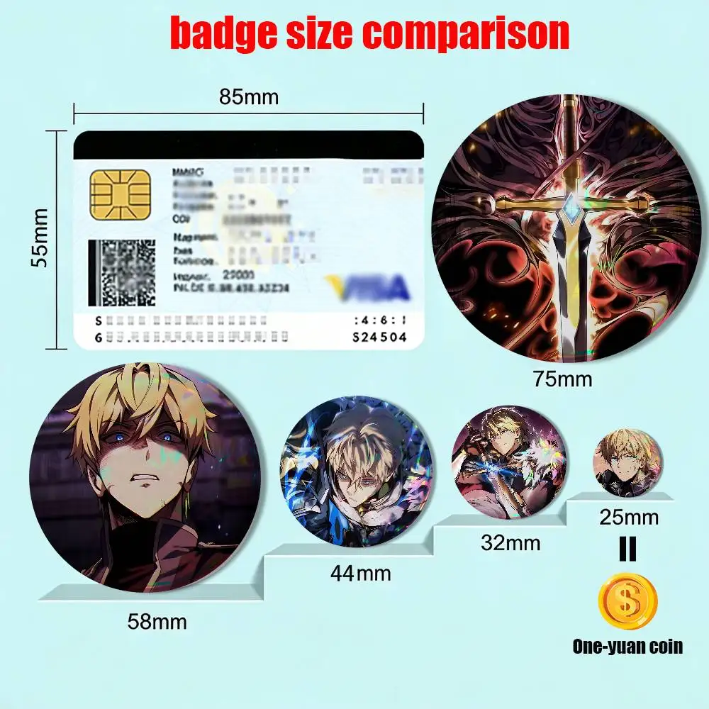 I Became the Rogue First Prince Reflective Pin Tinplate Round Brooch Cartoon Cosplay Badges for Bag Hat Toys Gifts