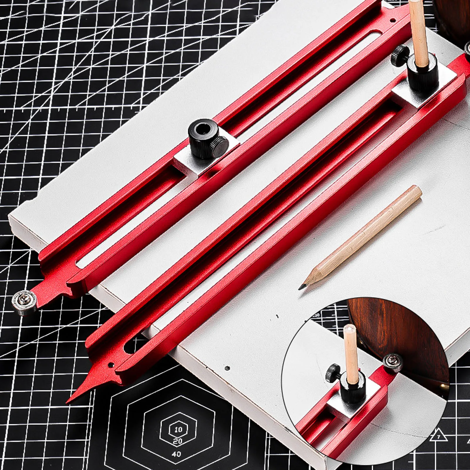 Upgrade Contour Scribe Tool High Precision Woodworking Profile Ruler with Adjustable Pencil Holder for Tile Cutting DIY