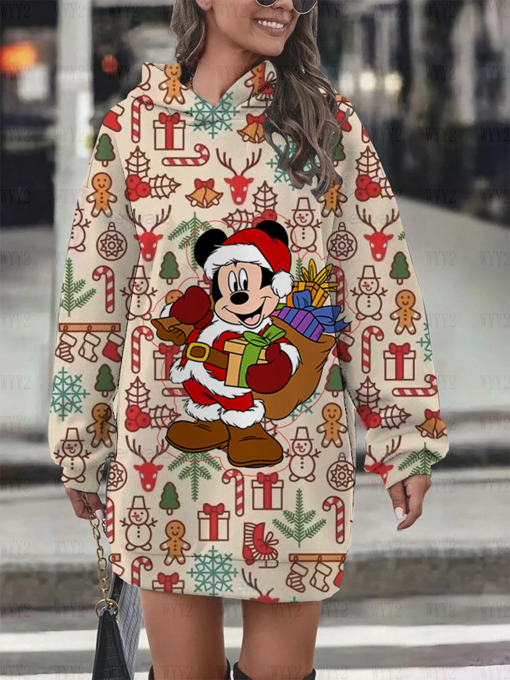 

Women's new Disney Mickey Minnie print hoodie Christmas series fashionable and comfortable autumn and winter hoodie skirt