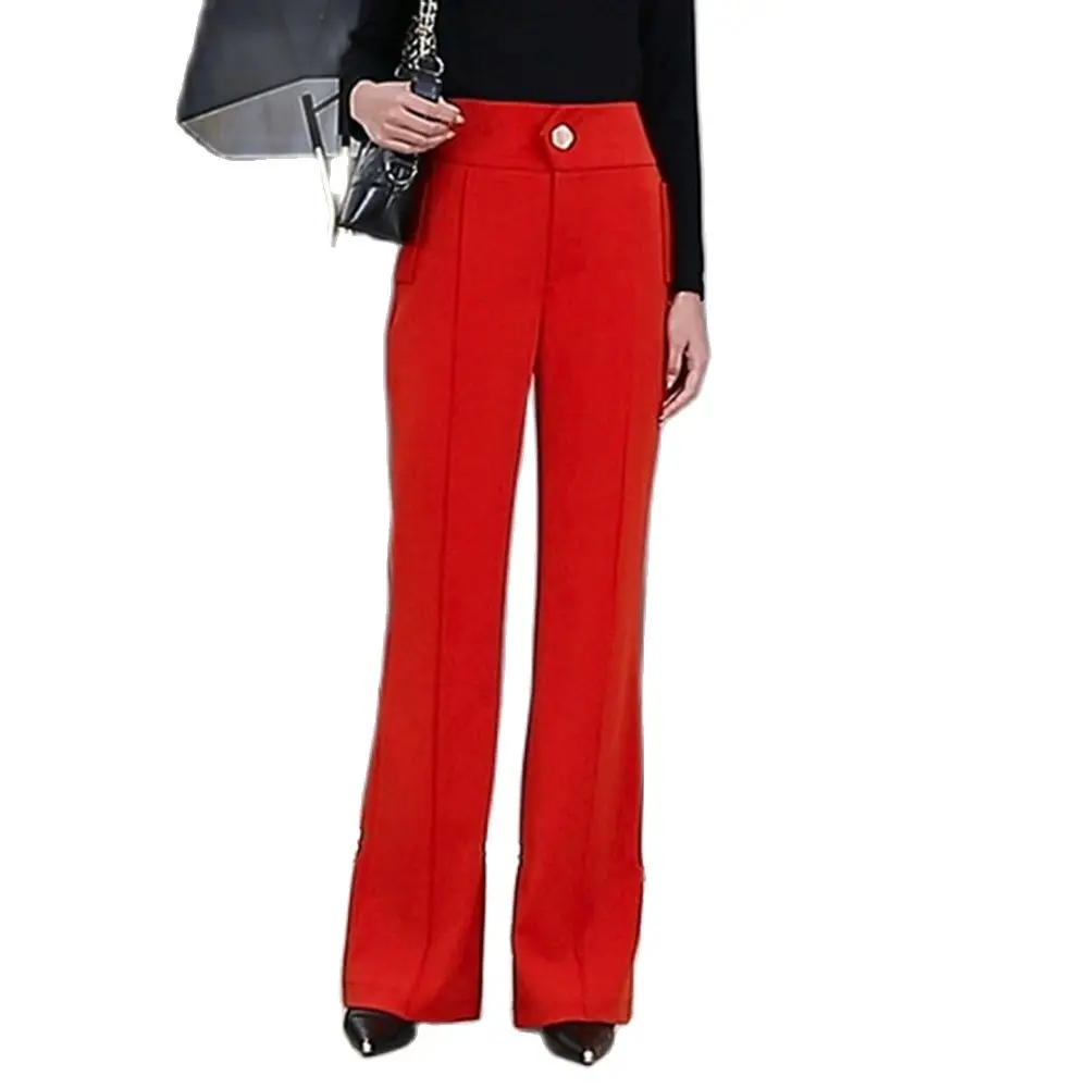 

S To 5XL Spring Autumn New Red Pendant Wide Leg Pants Women's Large Size High Waist Casual Pants Dance Straight-Leg Tall Lady