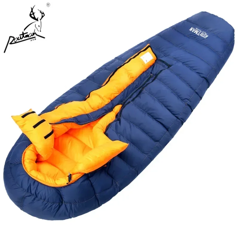 Camping Equipment 1.87kg Plush Outdoor Waterproof Mummy Shape Sleeping Bag Winter Sleeping Bag Goose Down Nylon Fabric