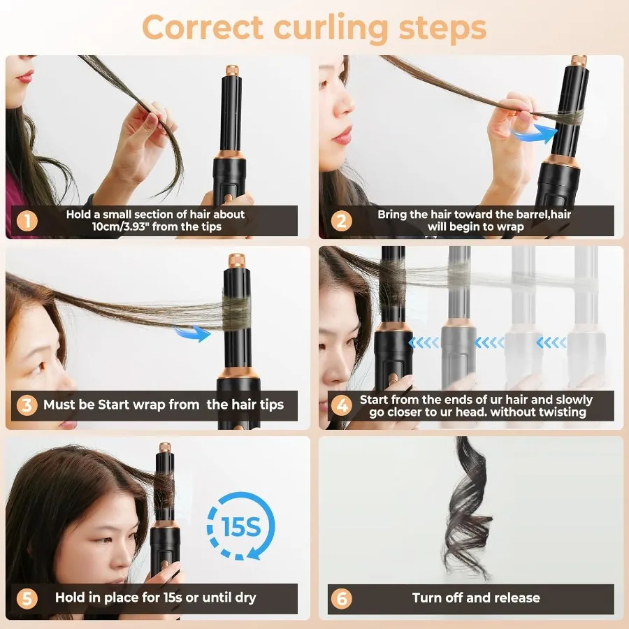 فرشاة مجفف شعر 6 في 1 قابلة للطي مع فرشاة هواء ساخن قابلة للفصل لتكثيف الشعر وتستليف الأيونات السالبة