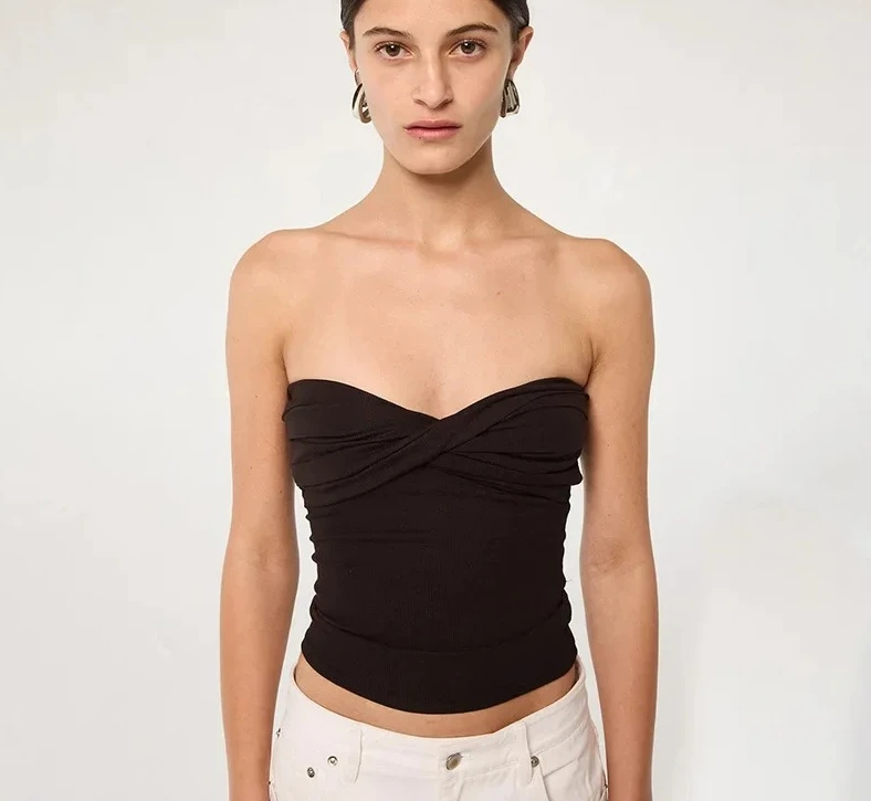 

Сексуальный топ без бретелек для женщин, трансграничное весна-лето, новое поступление из полиэфирного волокна