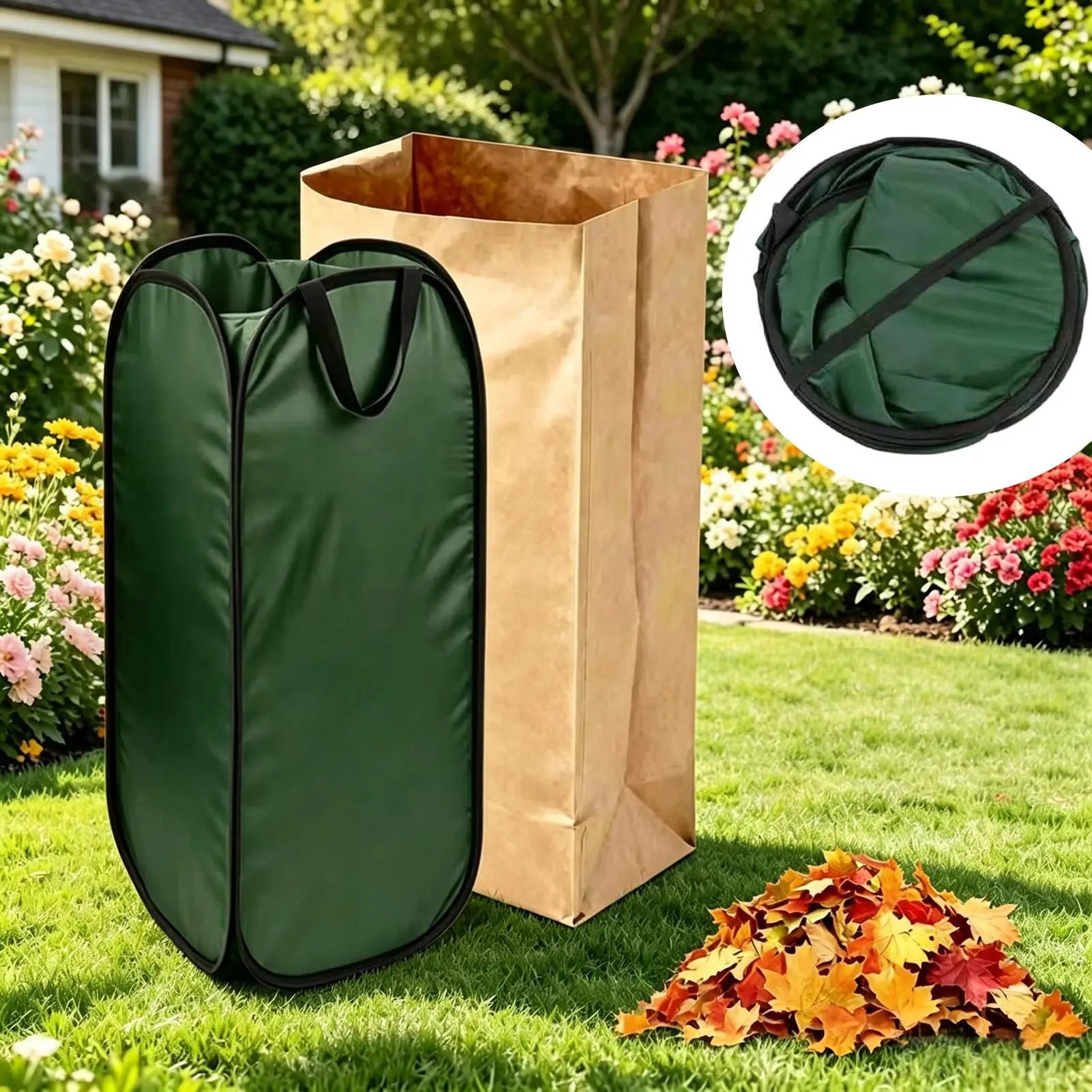 Yard Bag Holder Portable Foldable Oxford Cloth Stand Garden Trash Bag Support for Yard Lawn Garden Grass Debris Waste Trash