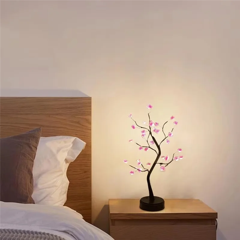 

BMBY-настольное дерево, ночник, сенсорный переключатель с питанием от USB/батарейки, искусственный бонсай, цветение, настольное дерево, светодиодная лампа