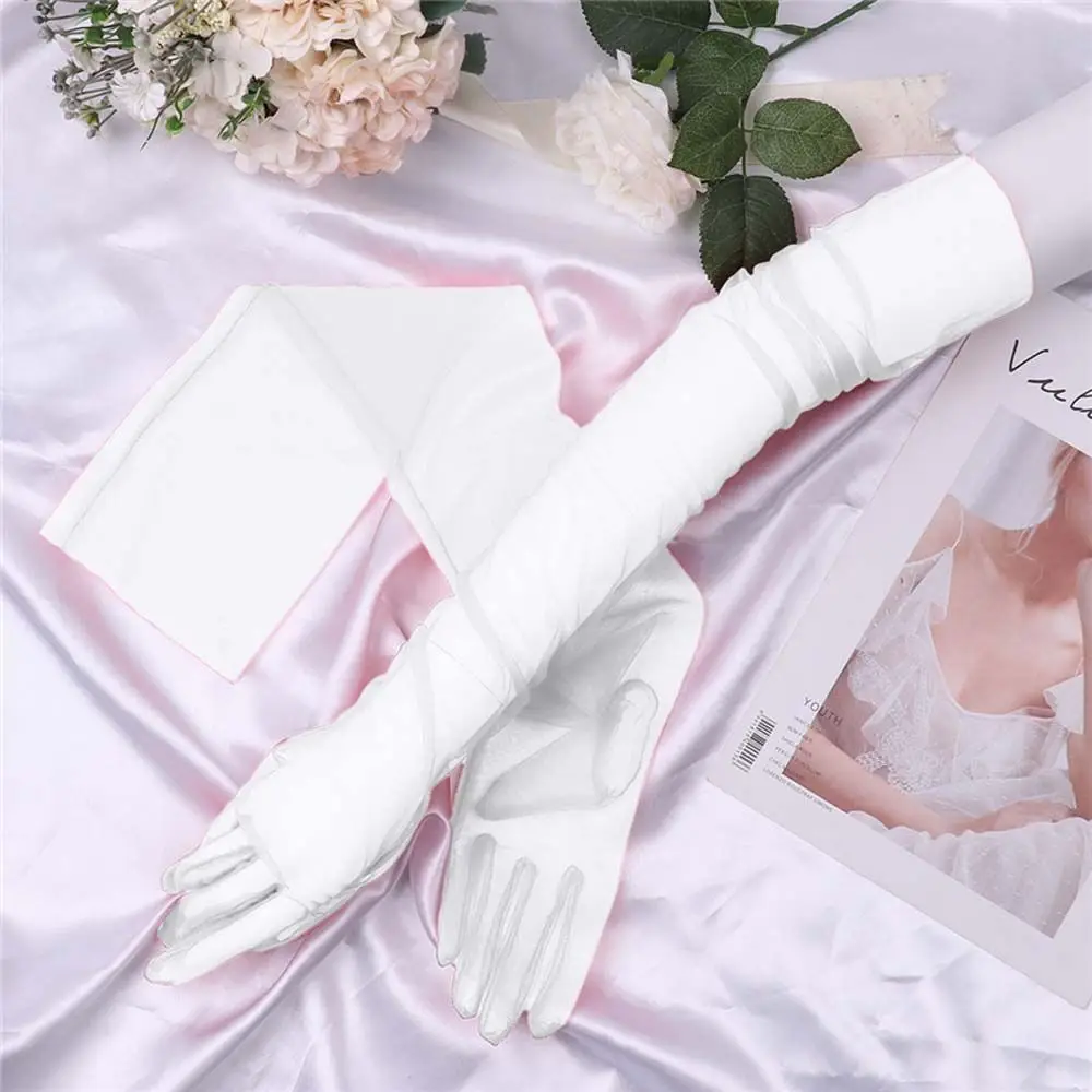 1Pair Ultra Thin Sheer Tulle Sexy Gloves Elbow Long Gloves DIY Photo Shooting Accessory Five Fingers Mitts for Fashion Women