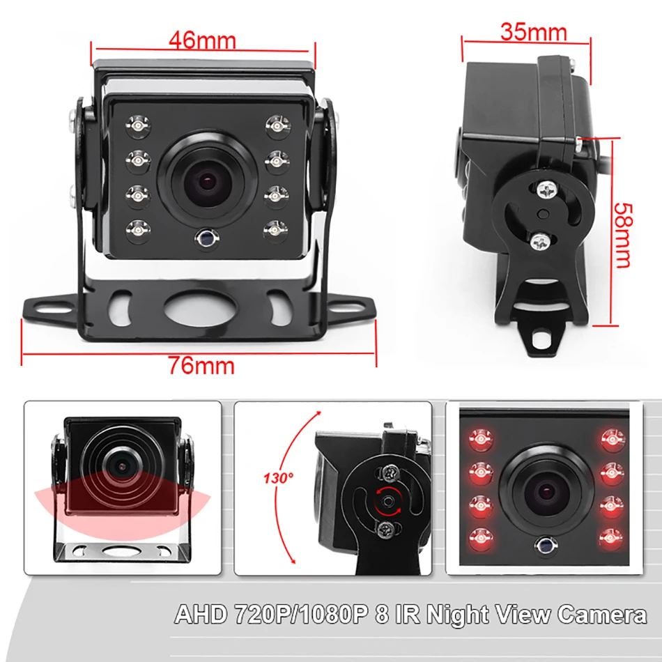 9 بوصة IPS شاشة 4Pin RCA التوصيل شاشة فيديو السيارة مع AHD 1920x1080P IR للرؤية الليلية كاميرا لموقف السيارات لأي نموذج سيارة