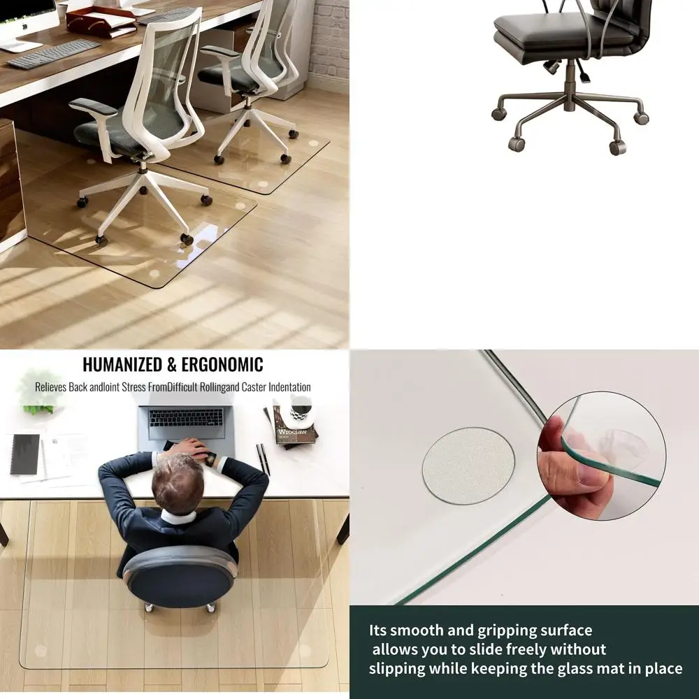 36" x 46" Chair Mat for Carpet - Office Chair Mat - Tempered Glass Floor Mat for Home/Office/Carpet Clear Computer Floor Mat - w