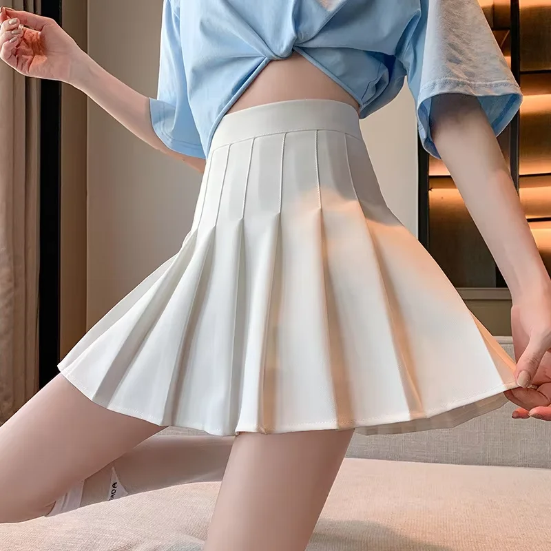 

"Girls Women High Waisted Pleated Skirt Plain A-line Mini Skirt Skater Tennis School Uniform Skirts Lining Shorts "