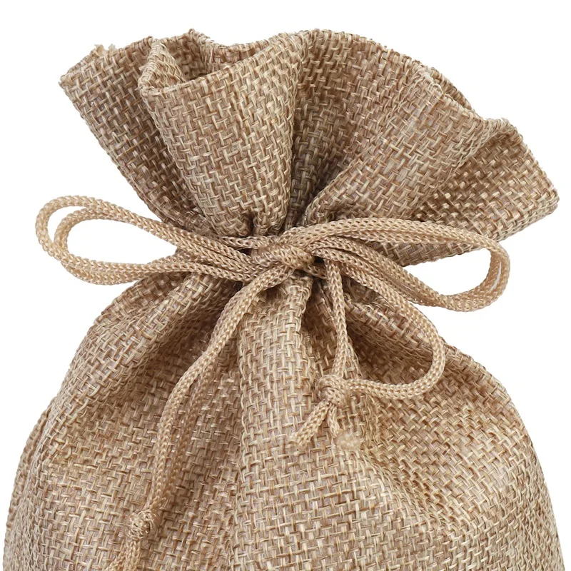 

INW-0e10pcs Jute Wine Bags, 14 x 6 1/4 inches Hessian Wine Bottle Gift Bags with