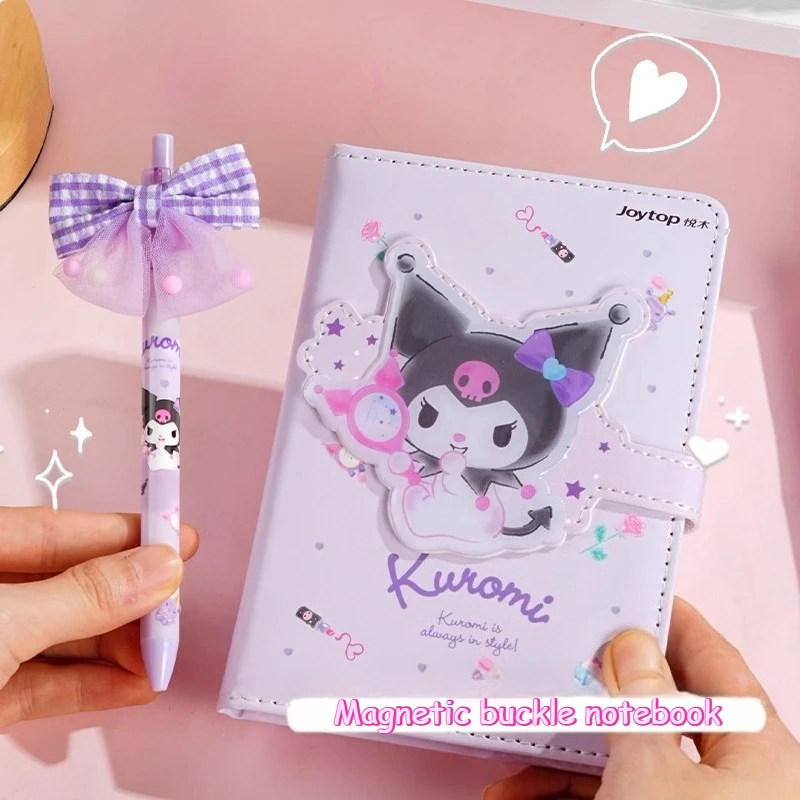 Bolígrafos de Gel Kawaii Sanrio Hello Kitty, Bloc de notas Kuromi Melody Cinnamoroll, cuaderno de dibujos animados, conjunto de papelería, suministros escolares