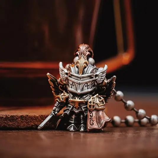 Crimson Templar Pendant for Men Women, Articulated Knight Pendant Medieval Crusader Jewelry, Movable Armor Figure Charm Gift