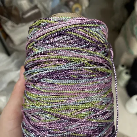 Unique Space Dye Polyester Metallic Yarn DIY Hand Knitting Handbag Doll Yarn Crochet Weaving Thread 250g X5650