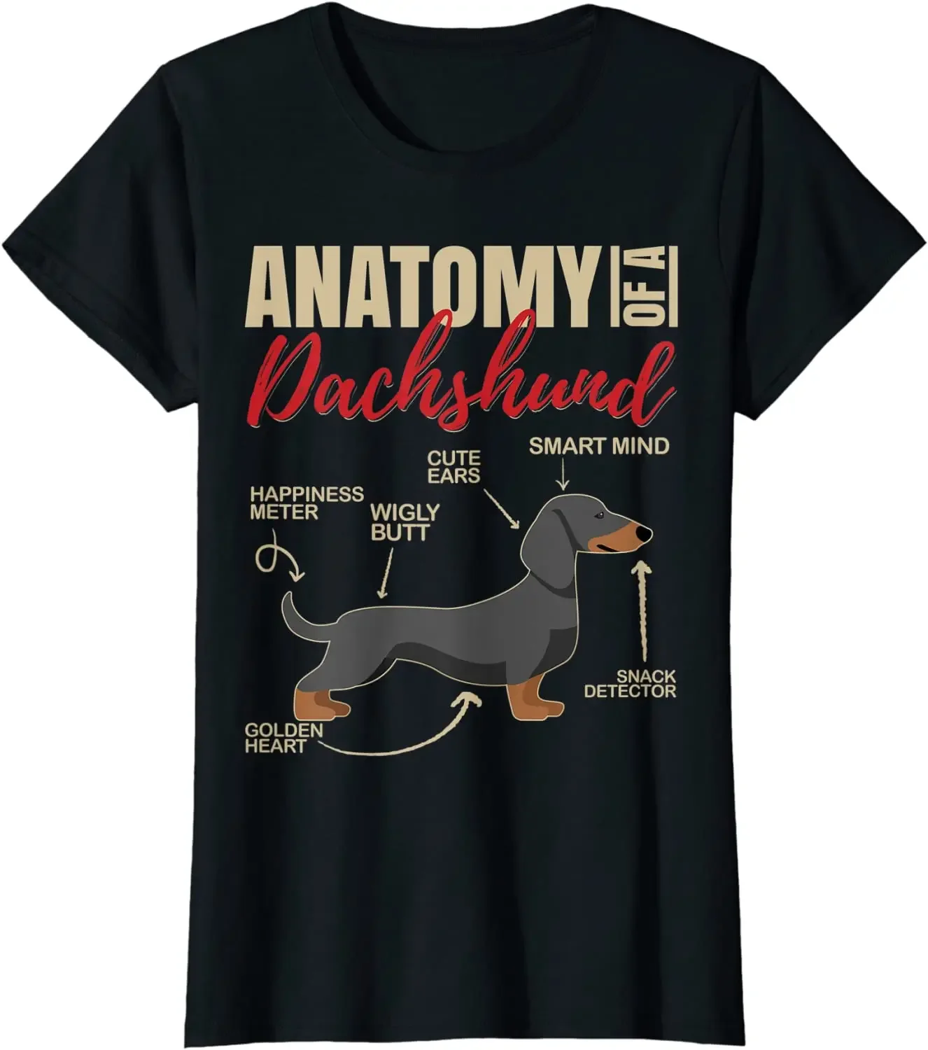 Anatomy of A Dachshund Dog T-Shirt Pet Mom Dad Animal Graphic T Shirts Oversized T Shirt Cotton Daily Four Seasons