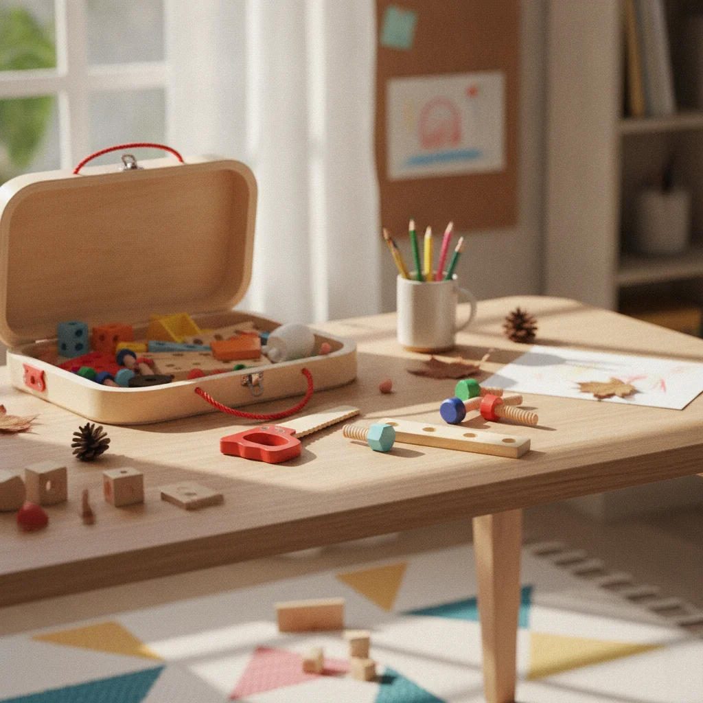 Wooden Tool Box Toy Developmental Wooden Tool Box Kids Construction Set STEM Playset Multifunctional for Toddlers, Playroom