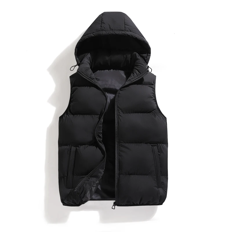 Men's Vest Jacket Winter Waterproof Warm Sleeveless Men Jacket Fashion Hooded Casual Vest Detachable Hat Autumn Thicken Coat 7XL