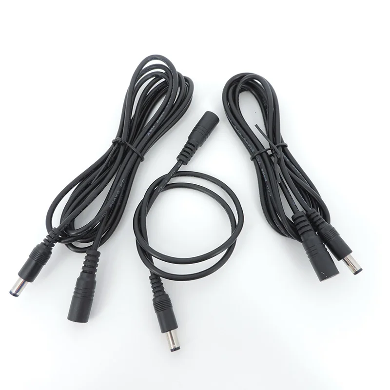 Kabel konektor catu daya, 2 buah 1m/2m/3/5m DC laki-laki ke perempuan 5.5x2.1mm colokan konektor kabel ekstensi kabel adaptor untuk lampu strip LED q1