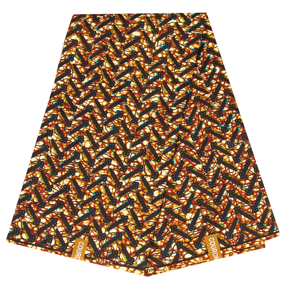 6-yards African wax fabric polyester double-sided African wax fabric geometric printing