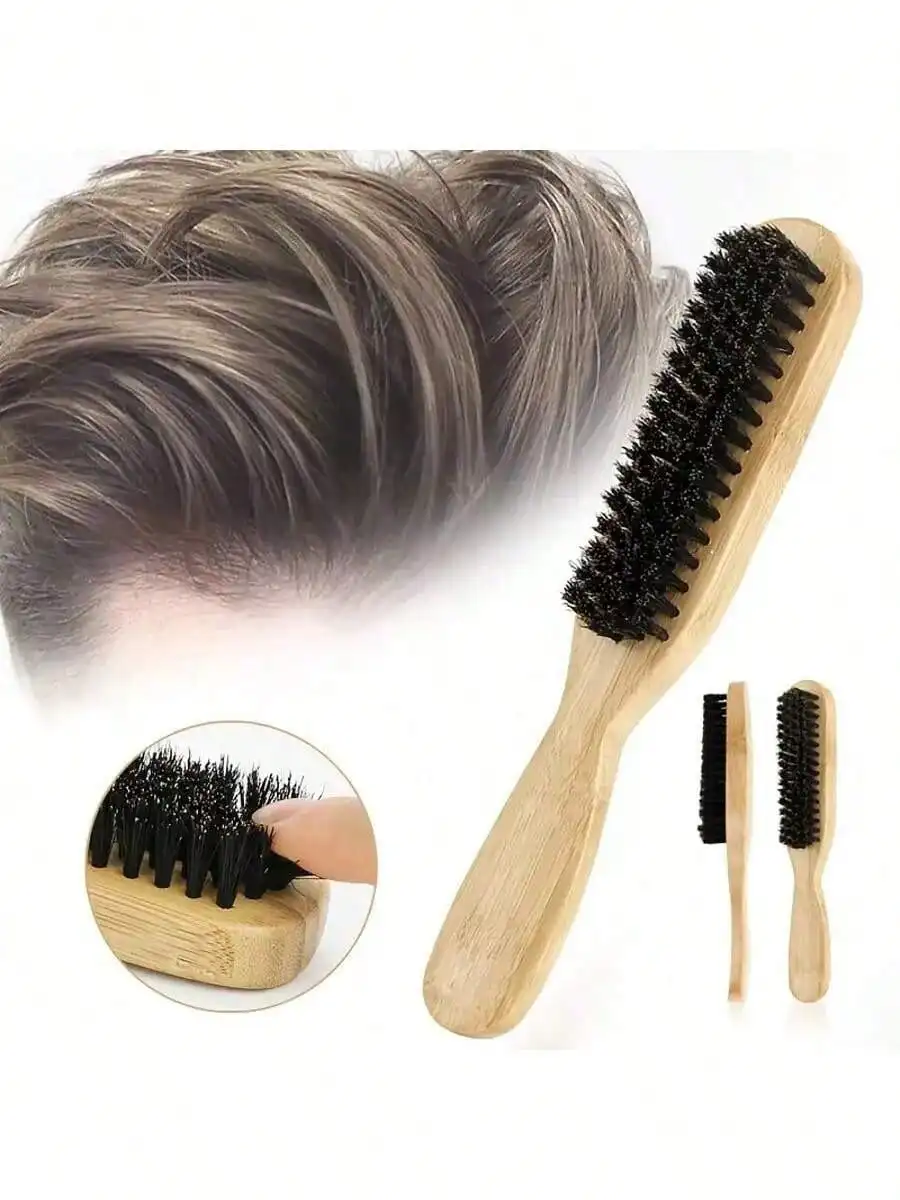 1pc Bamboo Handle Boar Bristle Brush - Natural Hair Styling Comb, Suitable for All Hair Types, Tames Frizz, Enhances Shine, Care