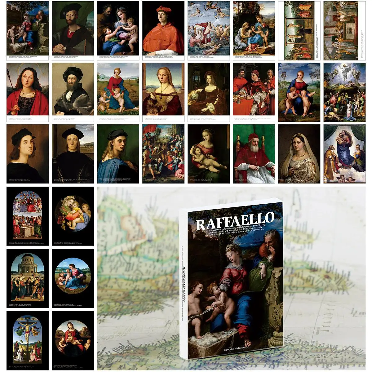 30 Stück Raffaello Santi Postkarten – klassisches Renaissance-Kunstwerk, Grußkarten, Dekoration, Geschenkset