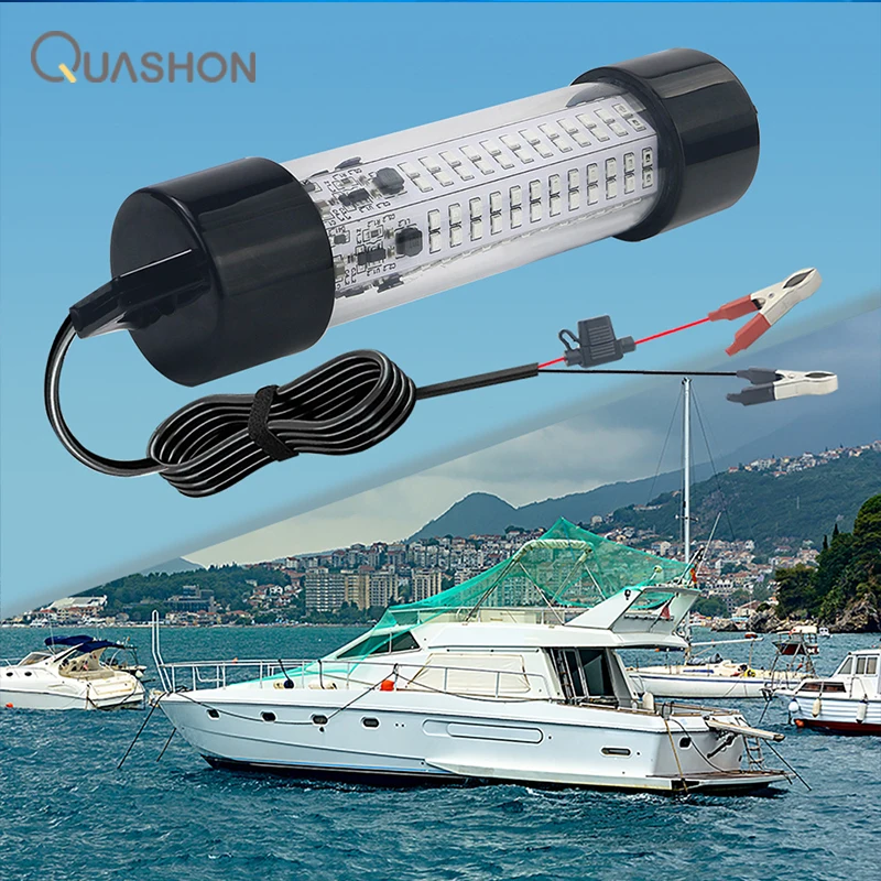 

High-power Underwater Fish Lamp Fishing Light 120W 12V 7M Wire Green White Squid Shad Attracting Lure Submersible Fishing Finder