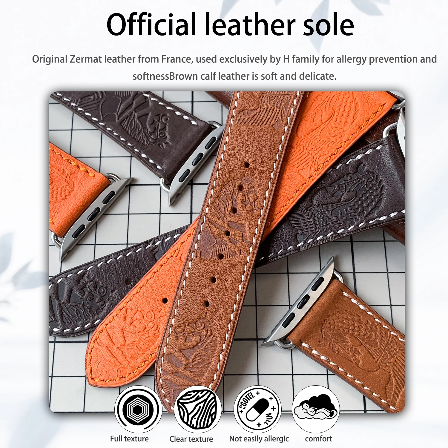 

Kebitt Swift Barenia Leather Watch Band High Quality Single Tour Compatible with Apple Watch Ultra 3 Series11 10 9 8 SE