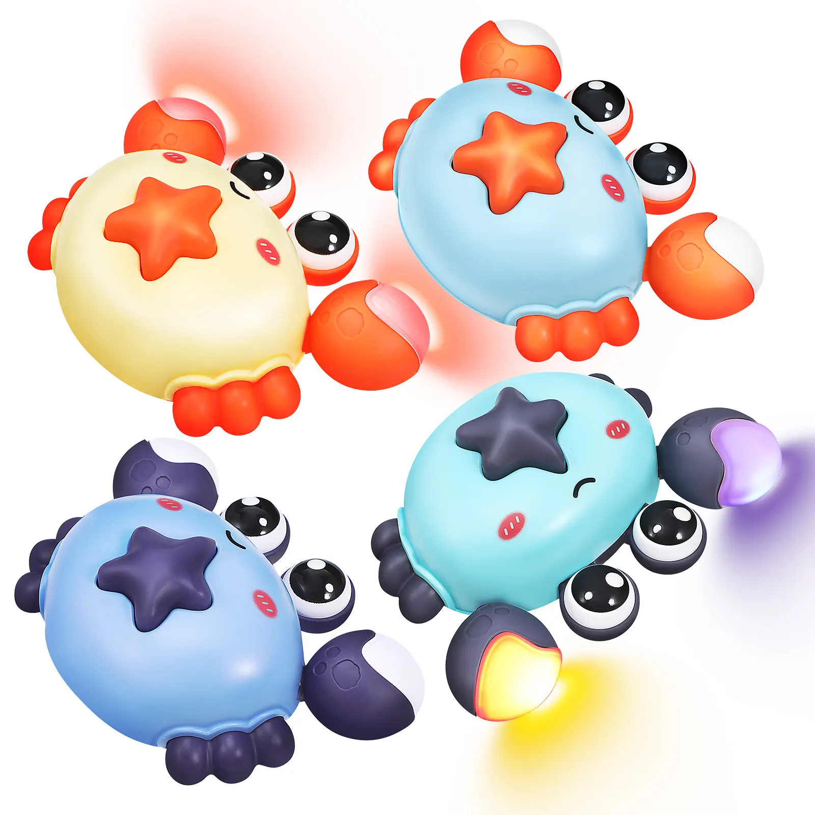 รถของเล่นเด็กแบบดึงถอยหลัง 4 ชิ้น รูปทรงปู มีไฟ ของรางวัลในห้องเรียน ของแจกในงานปาร์ตี้