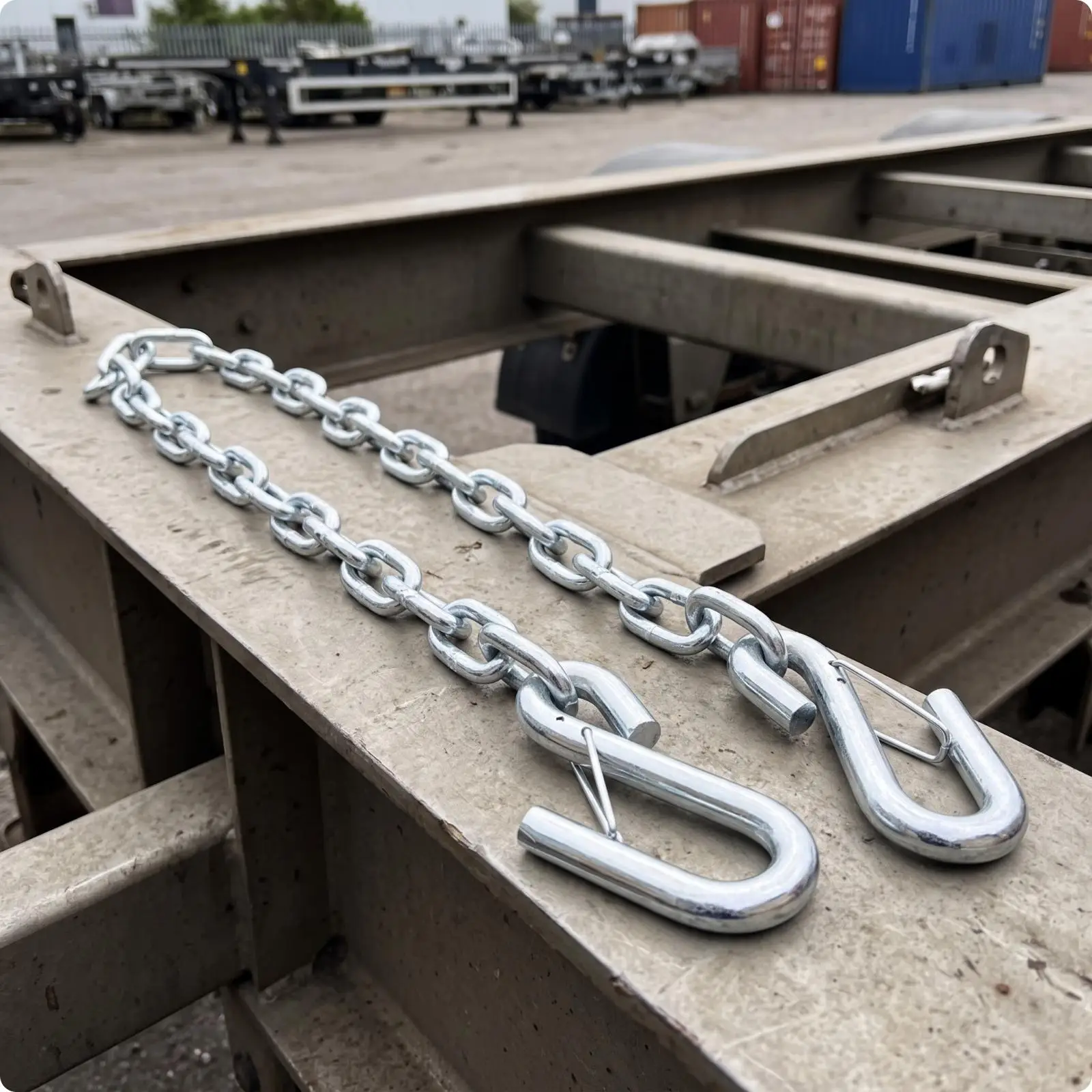 Secure Towing Safety Chain Galvanized Steel 1M Trailer Coupler Link with Dual Hooks for Vehicle