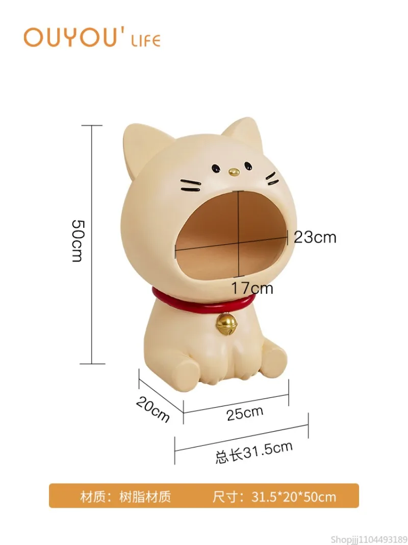 طاولة جانبية للتخزين من INS Creative Maneki-Neko (Lucky Cat) الأوروبية والعصرية، طاولة شاي لطيفة بمساحة صغيرة إسكندنافية