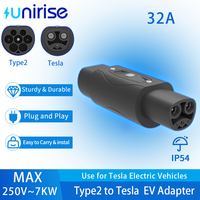 Unirise Type2 to NACS EV car Adapter Charging 32A 7KW 250V for Tesla Model Y/3/S/X EV Charger Connector Type2 to Tesla Adaptor