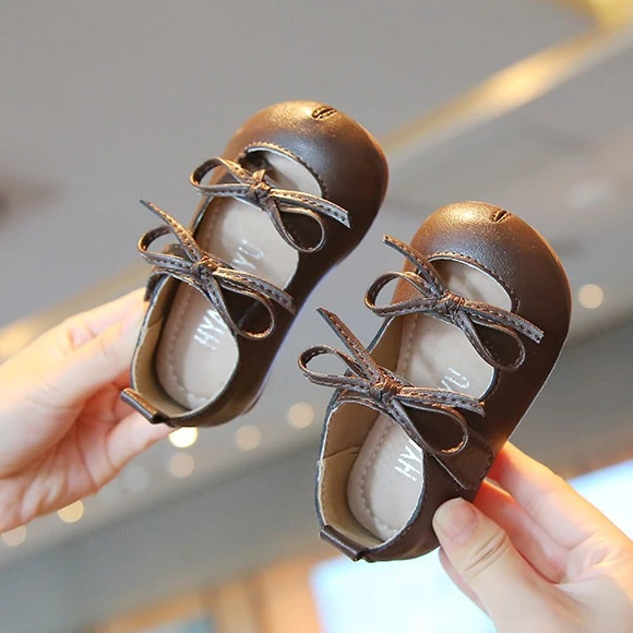 Kleinkinder Flache Schuhe mit Doppel-Schleifen Baby Prinzessinnen-Schuhe Vielseitige Mode 2026 Neue Mode Kinder Lederschuhe Weiche Sohle – Detail 5