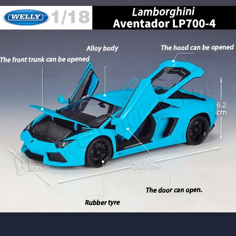 Oryginalny WELLY 1:18 Lamborghini Aventador LP700-4 odlewany aluminiowy model samochodu zabawki kolekcjonerskie miniaturowe samochody dekoracja prezent