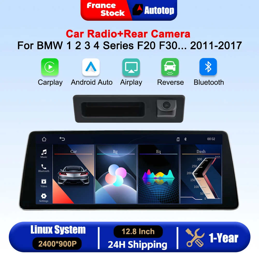 12.8 Inch Wireless CarPlay Android Auto Touch Screen For BMW 1 2 3 4 Series F20 F21 F23 F30 F31 F32 F33 F34 F36 NBT System 2011-2017 Car Intelligent Systems Smart Multimedia Car Radio With Rear Camera Bluetooth GPS Navigation Autolink Navi Mirror Link