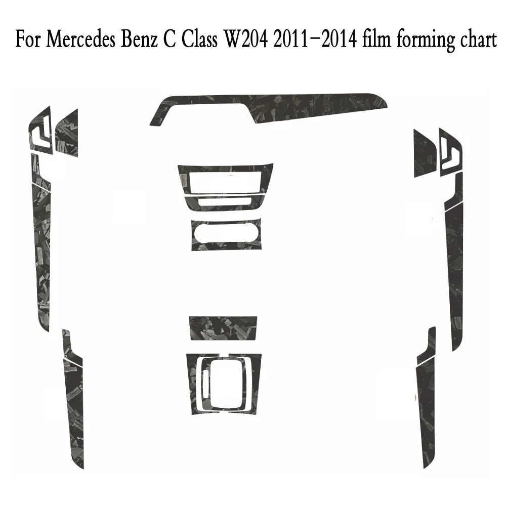 For Benz E-Class W204 2011-2014 Interior gear range High Glossy Forged Carbon Fiber Vinyl Wrap Film Adhesive Car Decal Wrapping