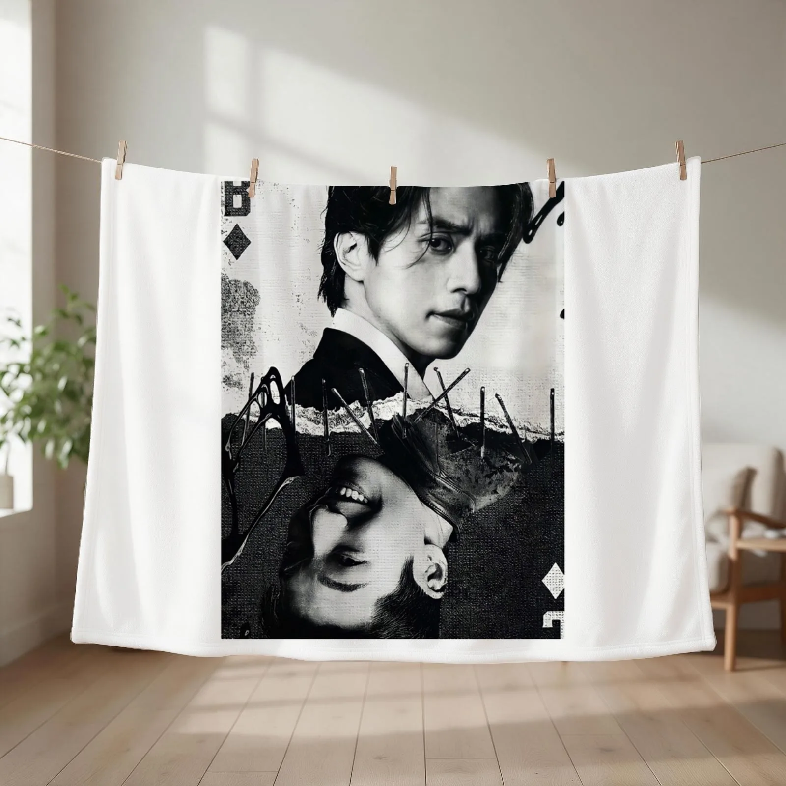 Bad and Crazy Kdrama - Lee Dong-Wook n Wi Ha-Joon-movie star Throw Blanket couch cozy soft plush fuzzy picnic outdoor blanket