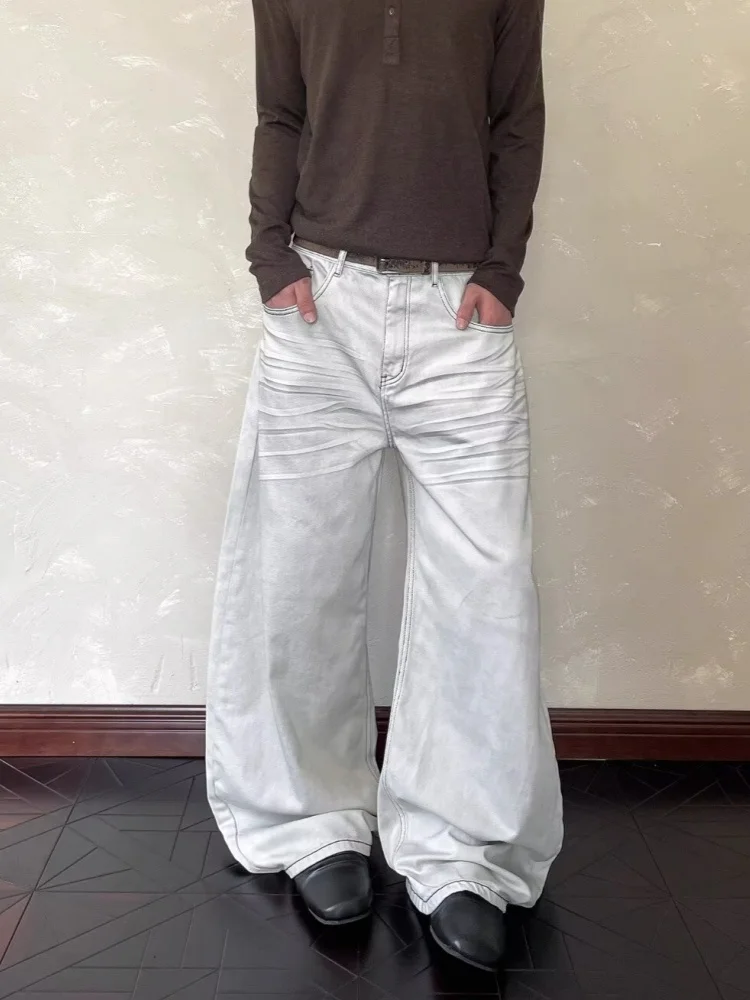 2026 Ropa Y2K New Fashion Washed White Baggy Cleanfit Jeans Pants For Men Clothing Wide Leg Cotton Long Trousers Pantalon Hombre