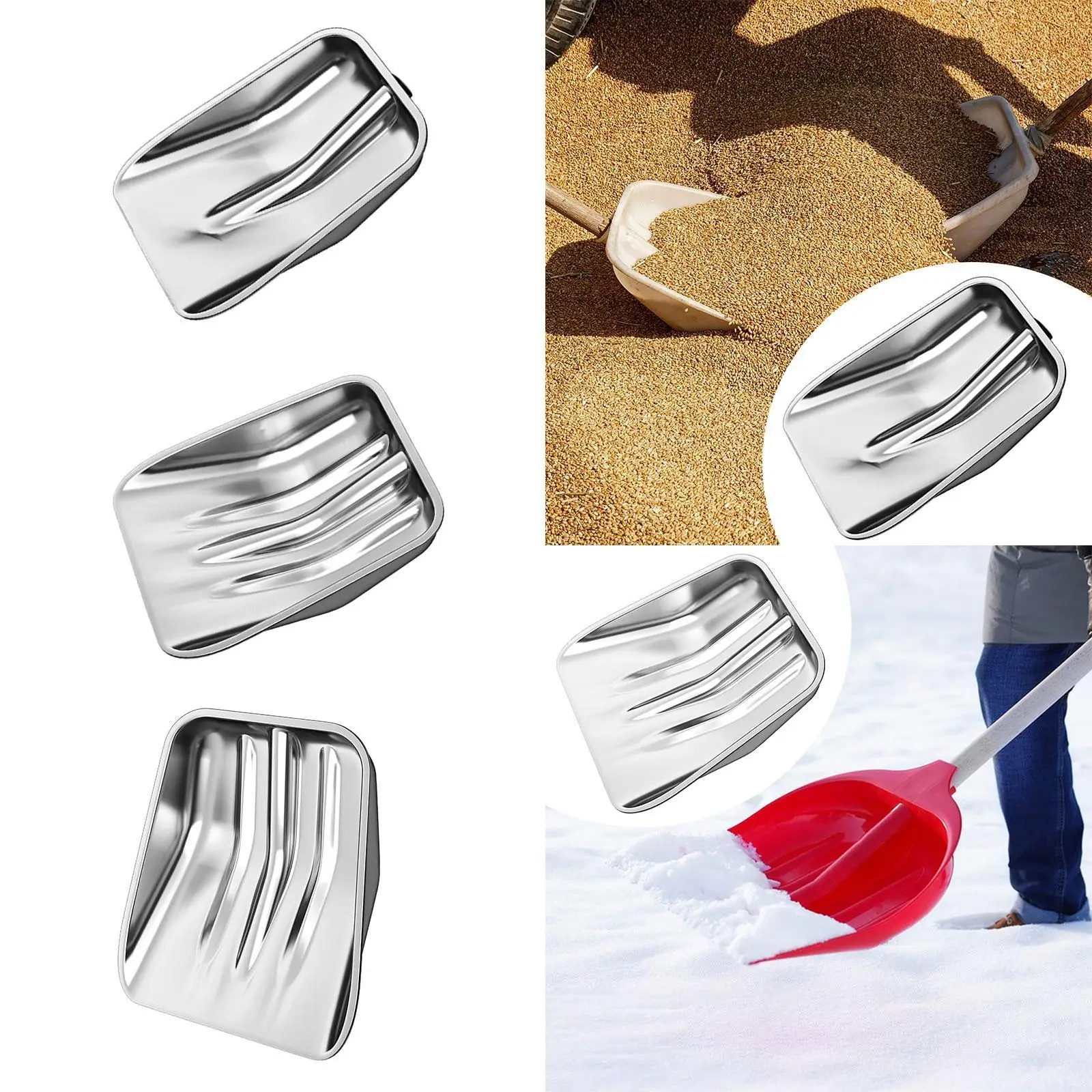 Snow Shovels Head Farm Tool Replacement Easy Installation Accessories for Cleaning Snow, Sand Adjustable Stainless Steel