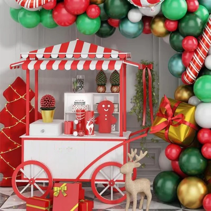 

Removable Vintage Metal Merry Christmas Candy Cart Decoration Mobile Candy Cart