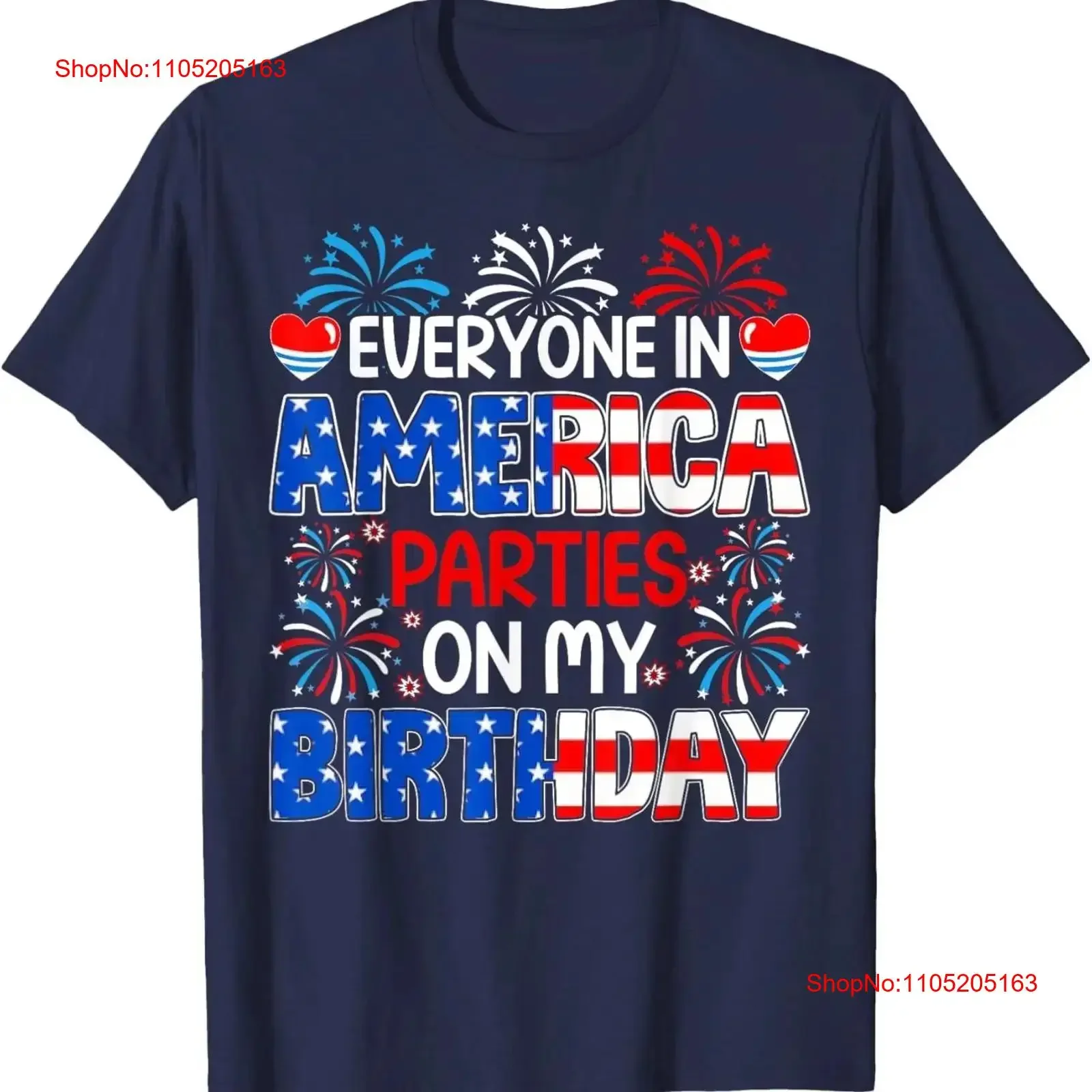Funny Everyone In America Parties On My Birthday 4th Of July T Shirt vintage Washed streetwear Versatile Breathable