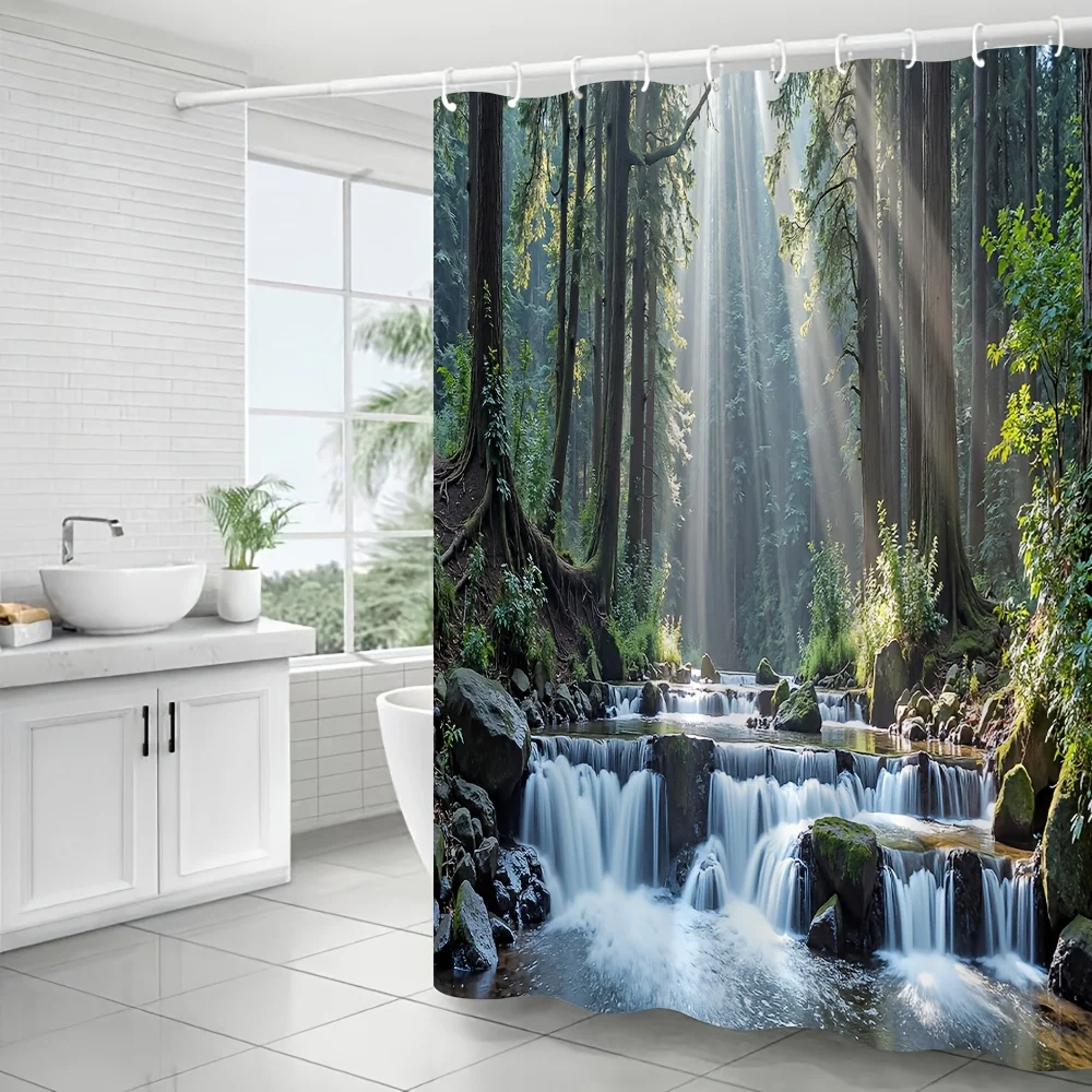 Forest Stream Shower Curtain- Multi-Style Bath Decor, Perfect for Those Who Love Nature-Inspired and Practical Designs