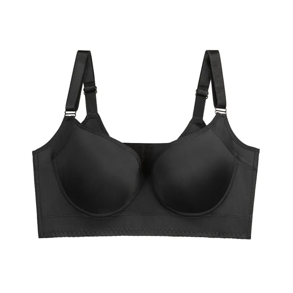 

​Women Underwire Push Up Bra Plus Size Full Coverage Seamless Underwear Smooth Solid Bra Hides Back Fat Low Cut Lingrie