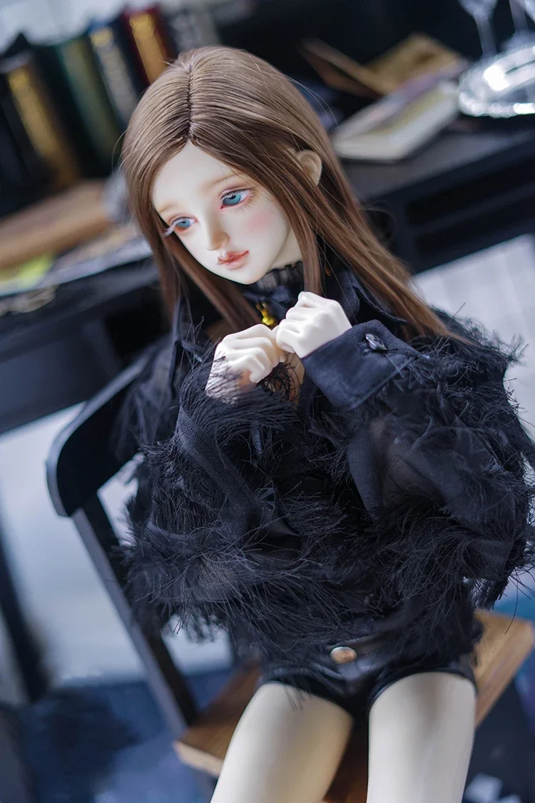 D04-B368 子供手作りおもちゃ BJD/SD 人形服 1/4 1/3 SD17 叔父 70 カスタマイズされたタッセルシャツ黒、白トップ 1 個